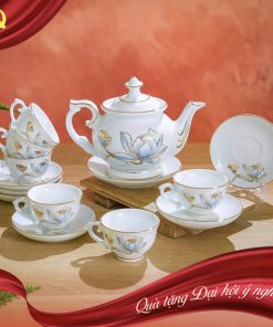Bộ ấm trà quà tặng vẽ tay in logo theo yêu cầu – Sản phẩm tinh hoa gốm sứ FULO