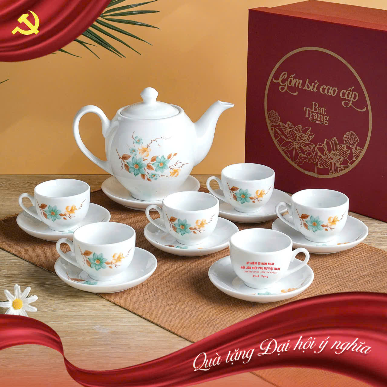 Bộ Ấm Trà Trắng Khử Vẽ Hoa – Thanh Lịch & Sang Trọng Quà Tặng Cho Mọi Dịp