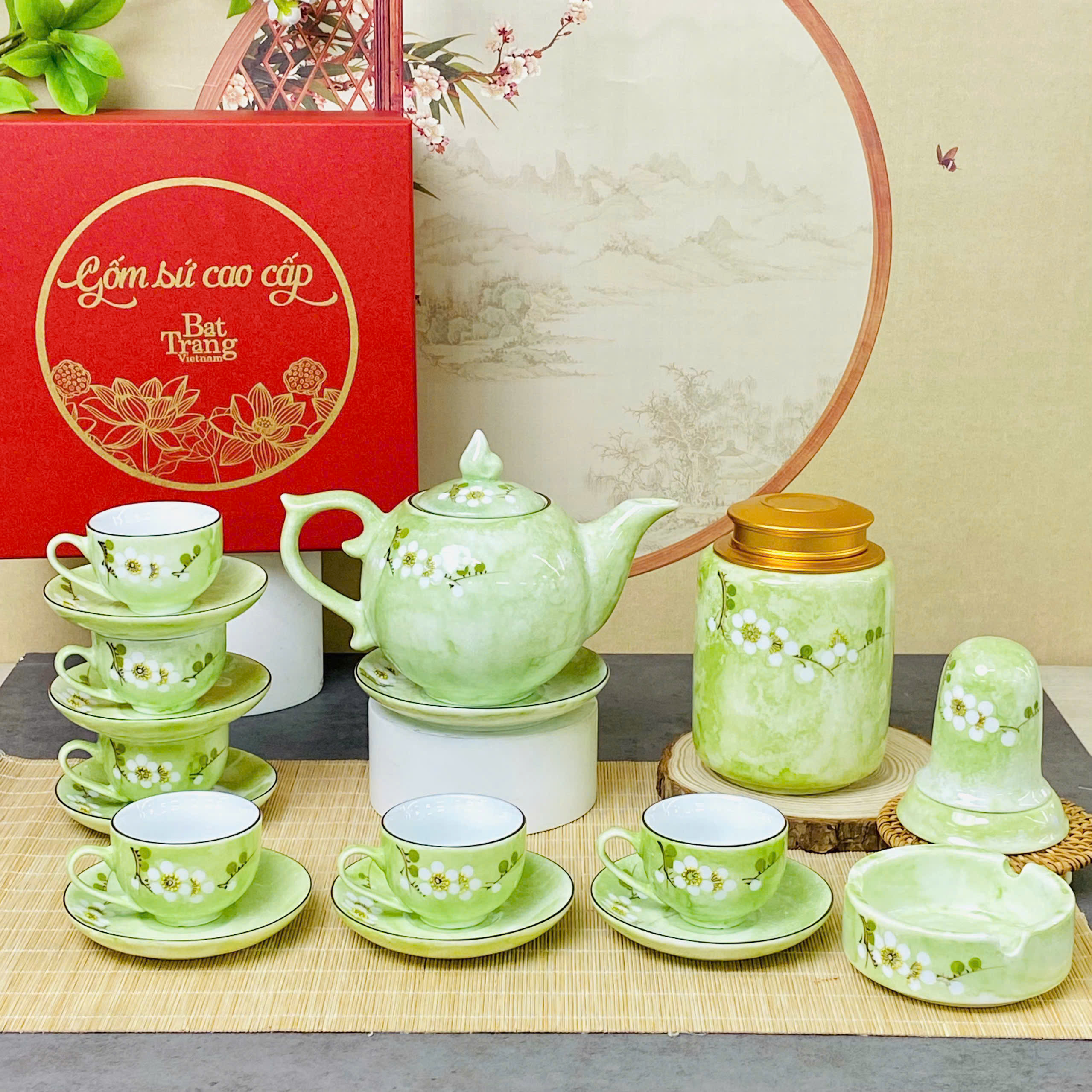 Bộ Ấm Trà Trắng Khử Vẽ Hoa – Thanh Lịch & Sang Trọng Quà Tặng Cho Mọi Dịp - Image 6