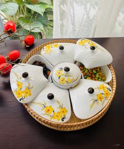 Bộ Khay Mứt Tết Hoa Mai Vàng – May Mắn & Thịnh Vượng