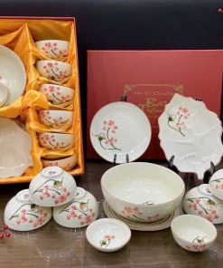 Bộ Chén Bát Quà Tặng Vẽ Hoa Tự Chọn- Quà Tặng Sang Trọng Gần Gũi