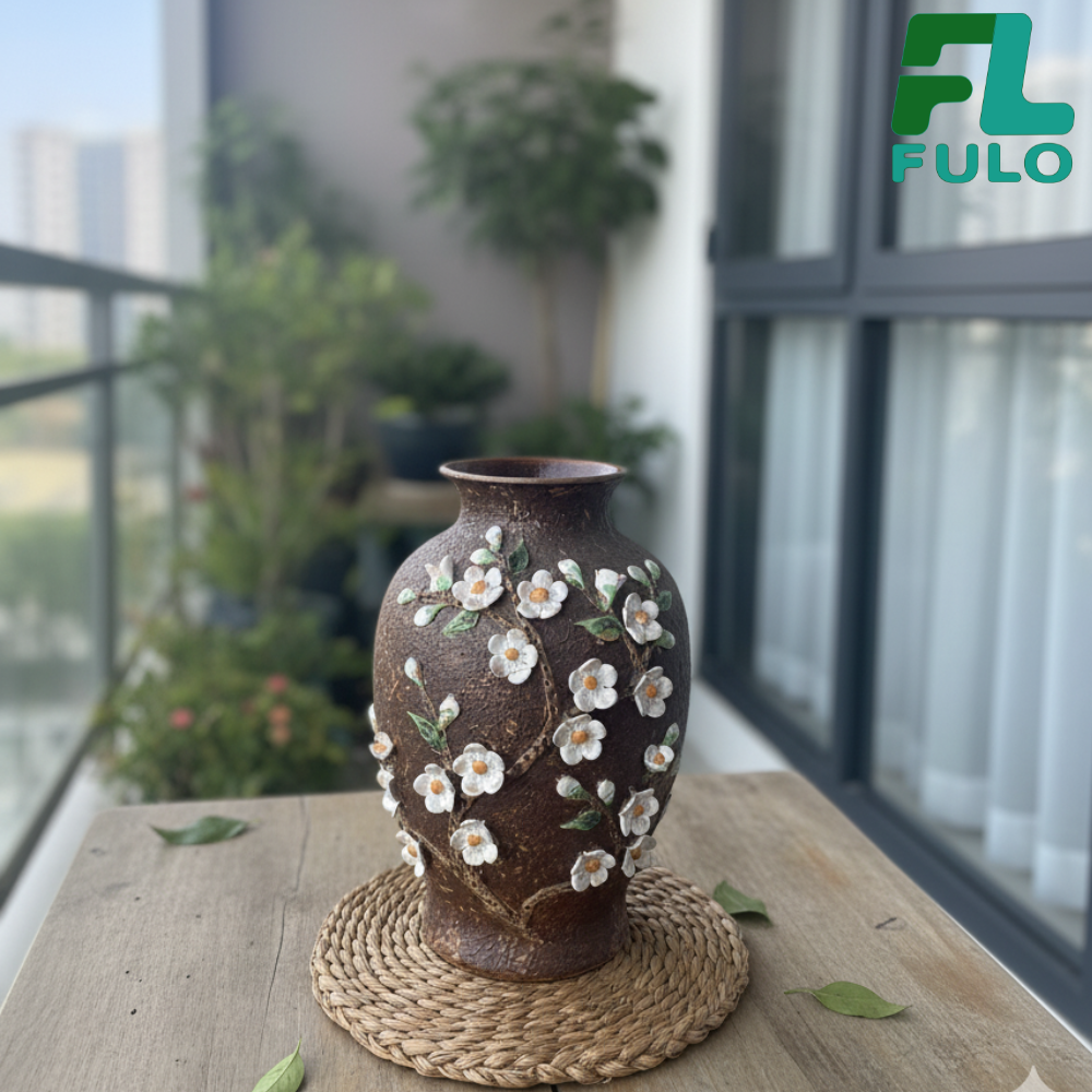 Mai bình đắp đào men mộc Fulo – Vẻ đẹp tinh tế từ bàn tay thủ công Việt - Image 2