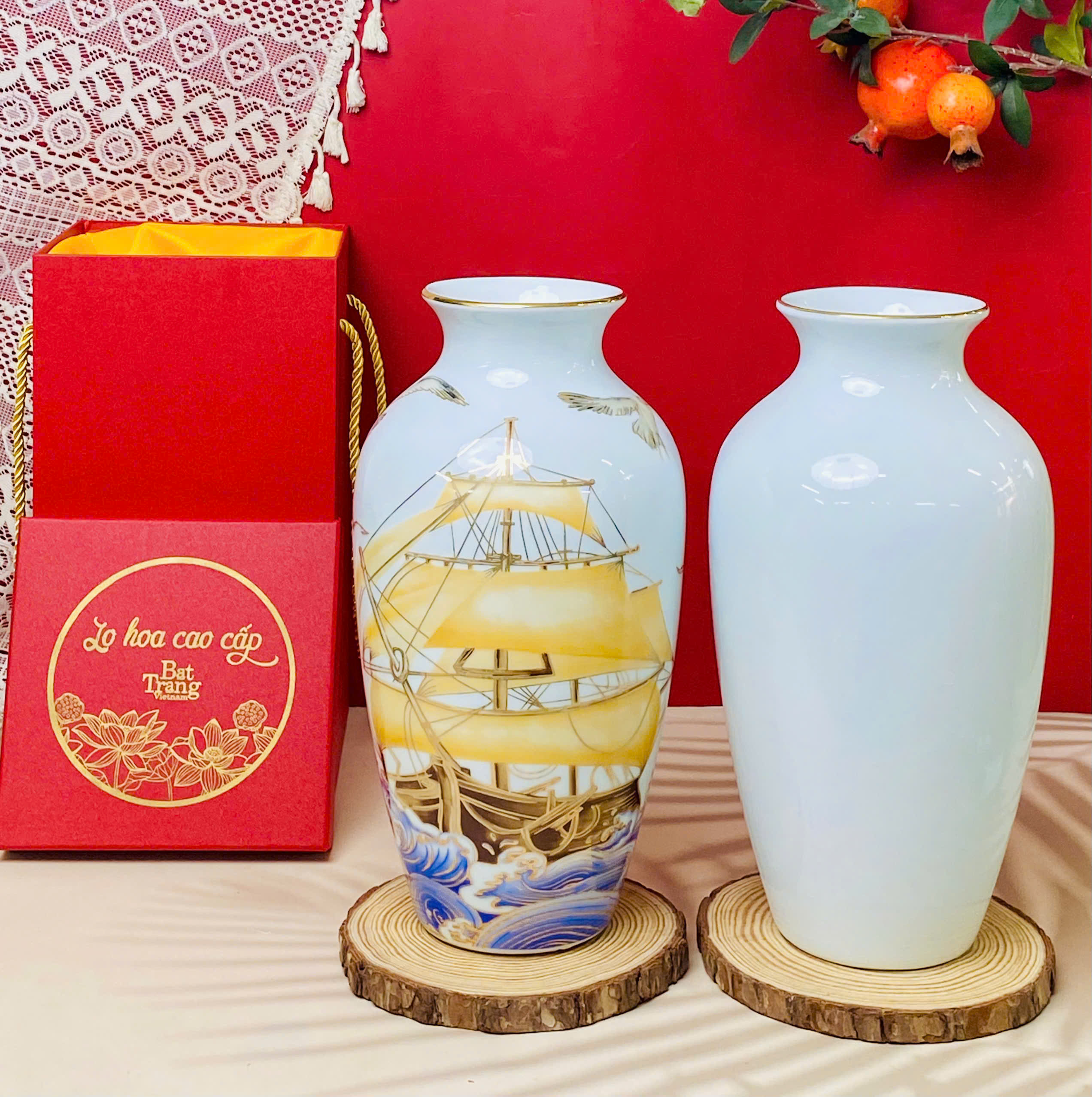 Bình hoa quà tặng sang trọng- gốm sứ fulo