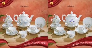 Bộ ấm trà in logo quà tặng gốm sứ fulo