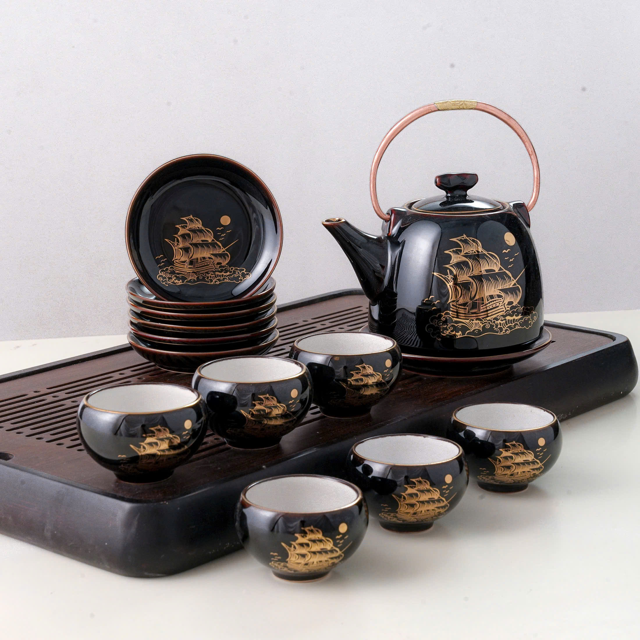 Bộ ấm trà hỏa biến- Qùa tặng cao cấp gốm sứ Fulo