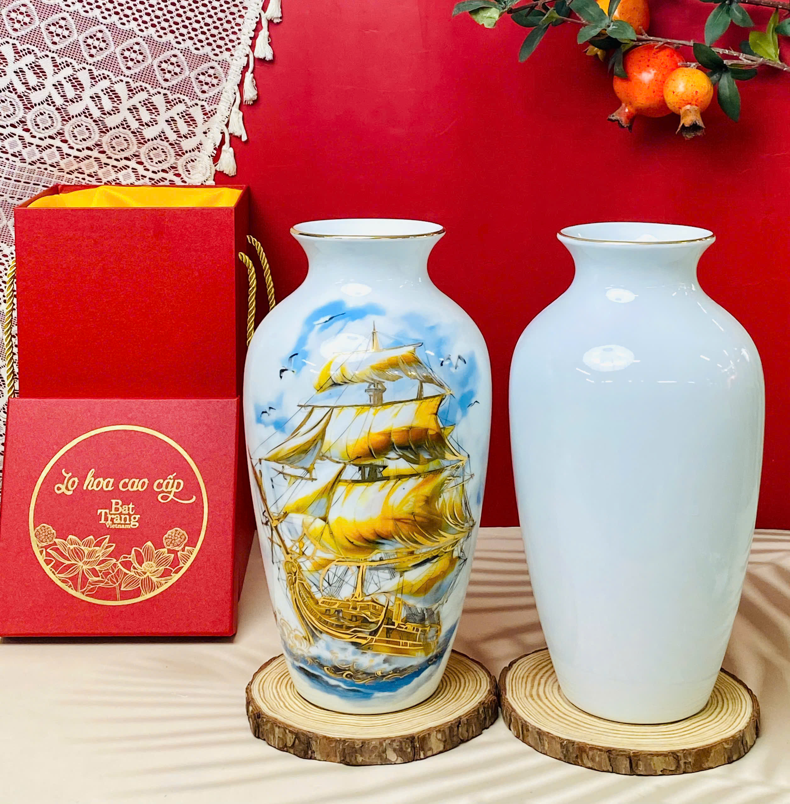 Bình hoa quà tặng đại hội hội nghị -in logo gốm sứ FuLo